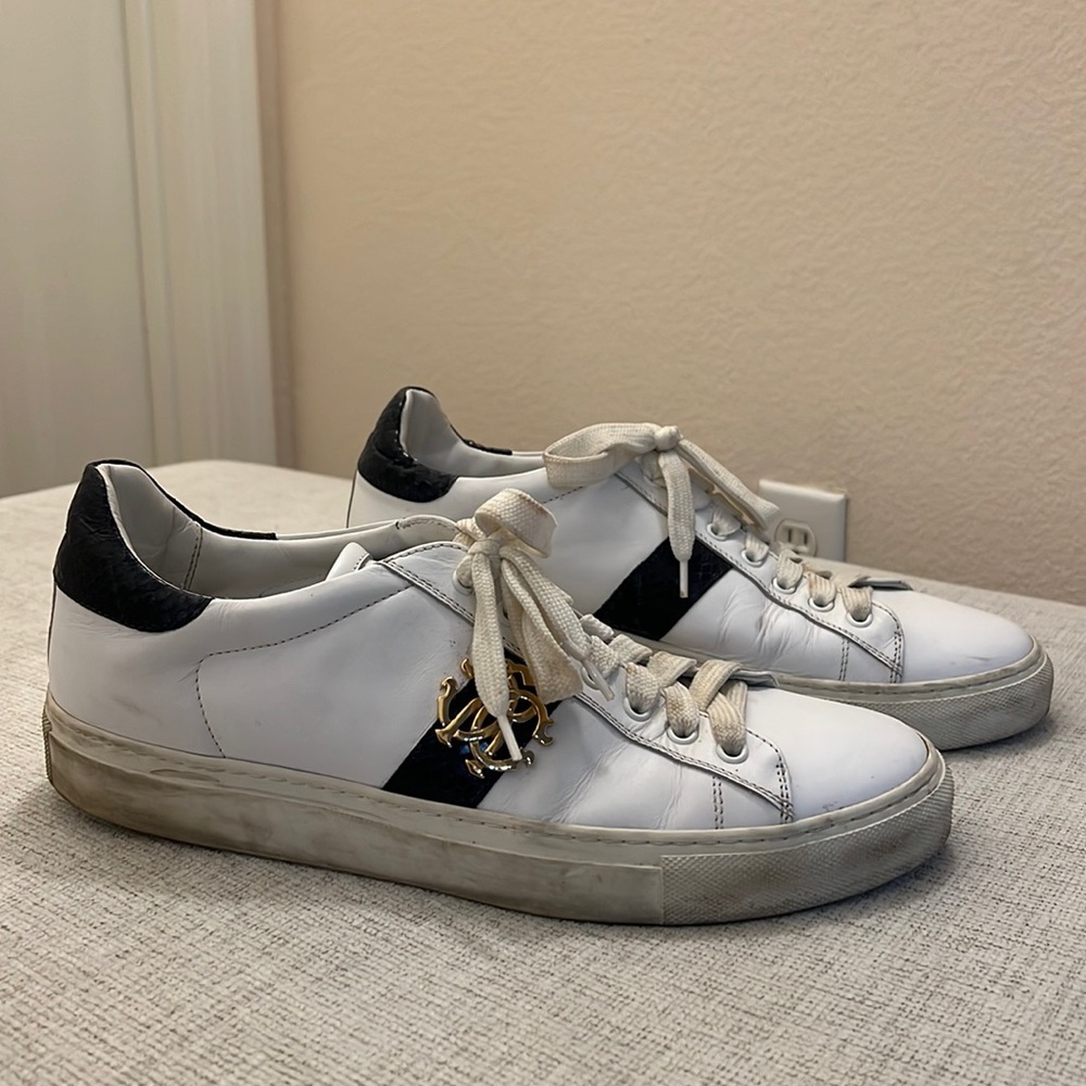 Roberto Cavalli White and Black Sneakers